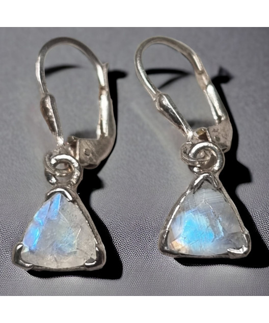 Boucles Pierre de lune triangulaires Argent 925