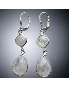 Boucles Pierre de lune facettée Argent 925