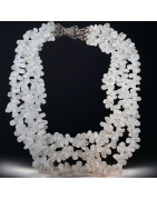 Collier Pierre de lune triple rang fermoir Argent 925