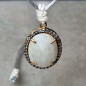 Pendentif Pierre de lune & Zirconium sur cordon réglable