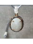Pendentif Pierre de lune & Zirconium sur cordon réglable