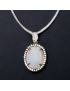 Pendentif Pierre de lune & Zirconium sur cordon réglable