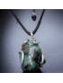 Pendentif Emeraude brute sur cordon réglable