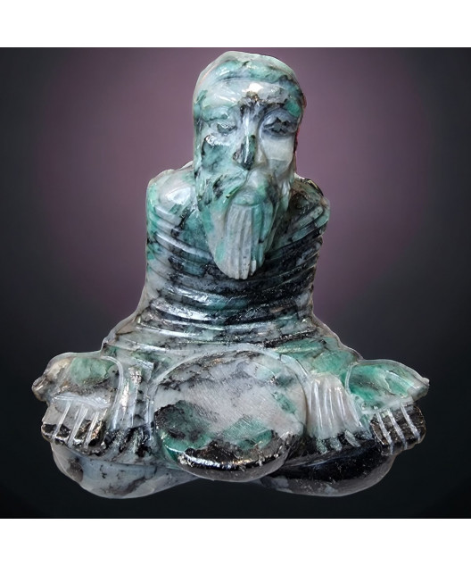 Statue Emeraude Brahmane Hindou assis
