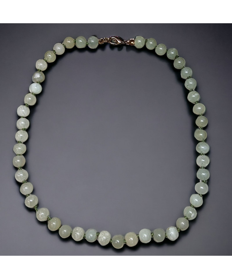 Collier Jade Pierre rondes 8 mm nouées