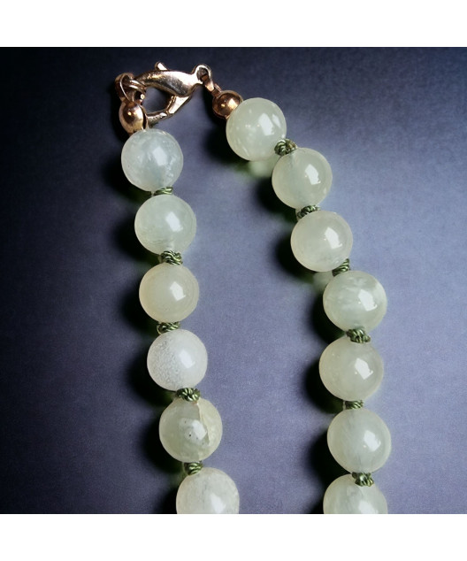 Collier Jade Pierre rondes 8 mm nouées