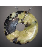 Pendentif Chrysoprase citron Donut avec chaîne