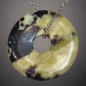 Pendentif Chrysoprase citron Donut avec chaîne