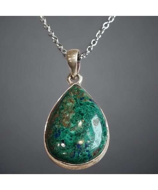 Pendentif Chrysocolle Argent 925 avec chaîne