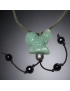 Pendentif Aventurine verte & Onyx Coq sur cordon