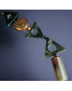 Collier Agate mousse Triangles & Cylindres