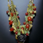 Collier Cornaline Quartz rose Péridot Jade & Fleur Onyx