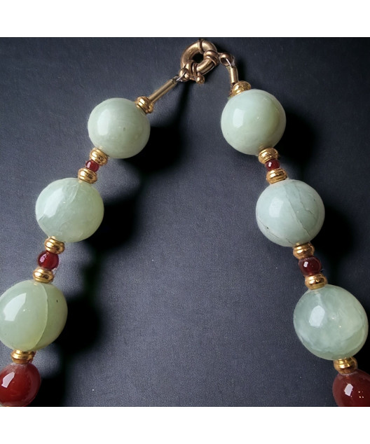 Collier Jade & Cornaline Pierres rondes