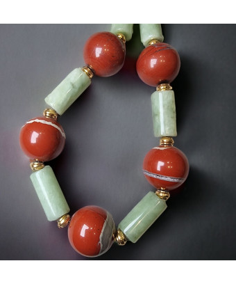 Collier Jade & Jaspe rouge...