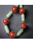 Collier Jade & Jaspe rouge pierres rondes & cylindriques