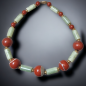Collier Jade & Jaspe rouge pierres rondes & cylindriques