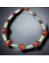 Collier Jade & Jaspe rouge pierres rondes & cylindriques