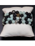 Bracelet Amazonite facettée et Pierres de lave 8mm
