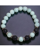 Bracelet Amazonite facettée et Pierres de lave 8mm