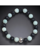 Bracelet Amazonite facettée et Pierres de lave 8mm