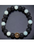 Bracelet Amazonite facettée et Pierres de lave 8mm