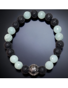Bracelet Amazonite facettée et Pierres de lave 8mm