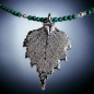 Pendentif Feuille Argent 925 sur collier Malachite