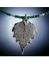 Pendentif Feuille Argent 925 sur collier Malachite