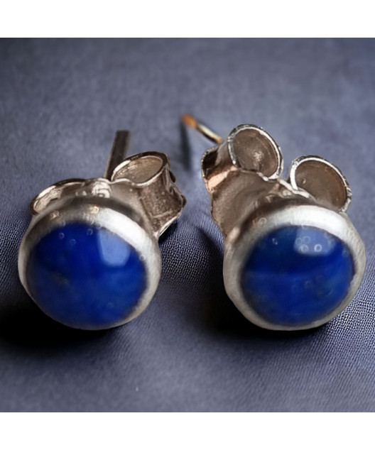 Boucles Lapis-lazuli Boutons Argent 925