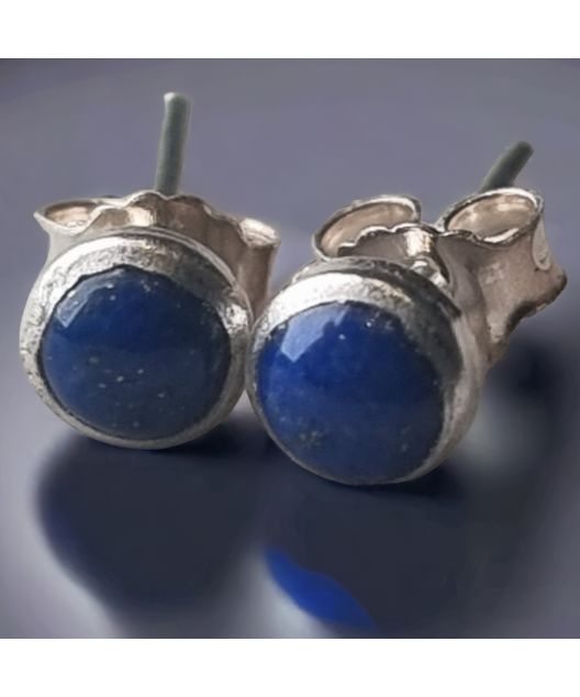 Boucles Lapis-lazuli Boutons Argent 925