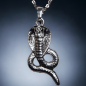 Pendentif Serpent Cobra Métal argenté avec chaîne