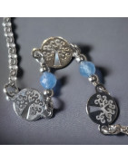 Bracelet Agate bleue & Arbres de vie Argent 925