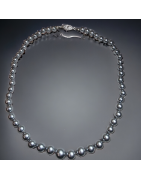 Collier Perles de Majorque grises avec fermoir sécurisé