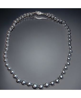 Collier Perles de Majorque grises avec fermoir sécurisé