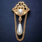 Broche Perles de verre Vintage plaquée or