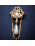 Broche Perles de verre Vintage plaquée or