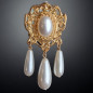 Broche Perles de verre Vintage plaquée or