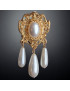 Broche Perles de verre Vintage plaquée or