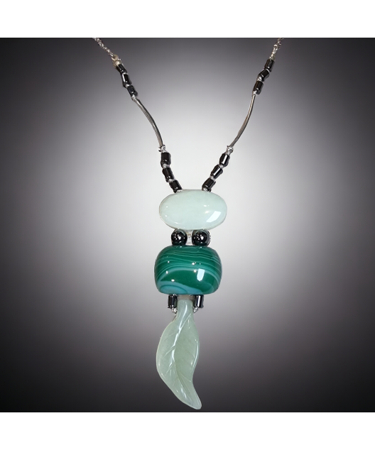 Collier Jade Malachite & Hématite