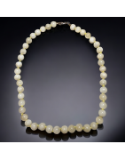 Collier Calcite jaune pierres rondes 8mm