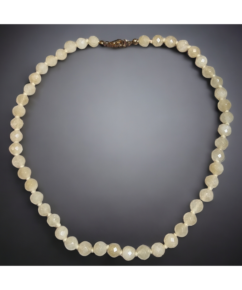 Collier Jade jaune facetté Pierres rondes 8mm