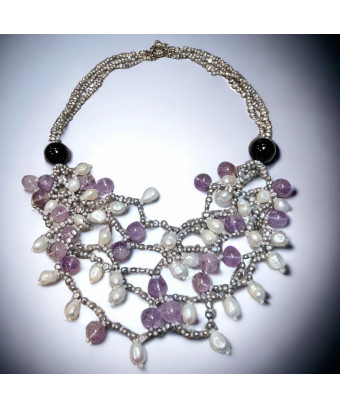 Collier Améthyste & Perles Eau Douce