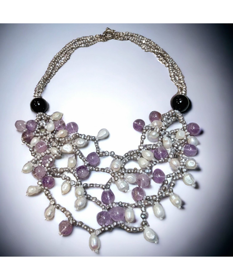 Collier Améthyste & Perles Eau Douce