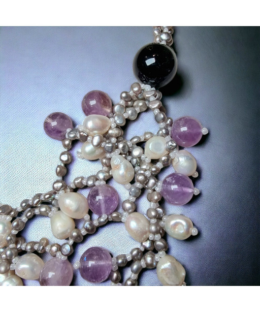 Collier Améthyste & Perles Eau Douce