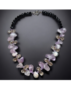 Collier Améthyste Citrine Onyx facetté & Perles baroque