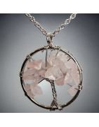 Pendentif Quartz rose Arbre de vie