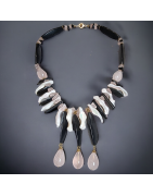 Collier Quartz rose Onyx & Nacre