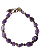 Bracelet Améthyste baroque acier doré avec fermoir