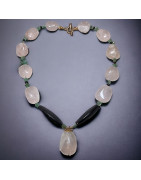 Collier Quartz rose & Onyx