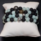 Bracelet Amazonite facettée et Pierres de lave 8mm
